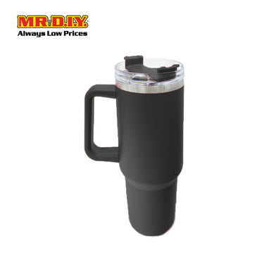 (MR. DIY) Stainless Steel Mug Thermos Flask with Straw (1200ml) -  BLACK - Color Series
