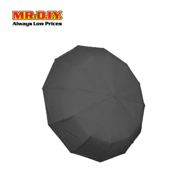 (MR.DIY) 12 Ribs Automatic Folding Large Umbrella - Black - Color Series