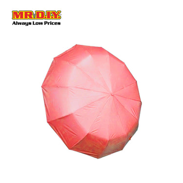 (MR.DIY) 12 Ribs Automatic Folding Large Umbrella - Red - Color Series