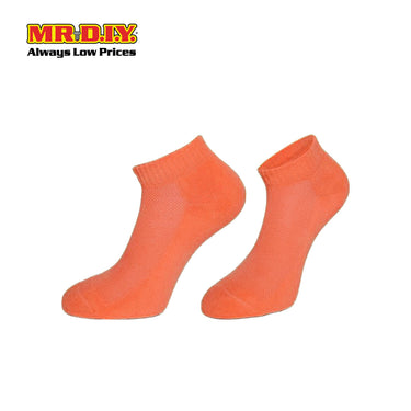 (MR.DIY) Unisex Adult Invisible Low Cut Cotton Socks - Orange - Color Series