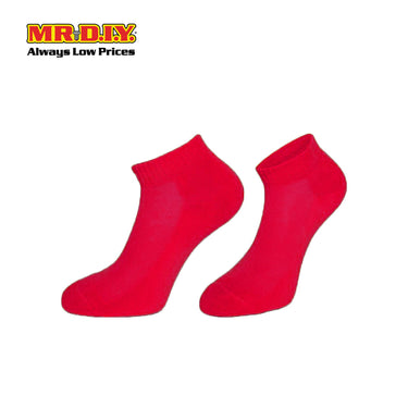 (MR.DIY) Unisex Adult Invisible Low Cut Cotton Socks - Red - Color Series