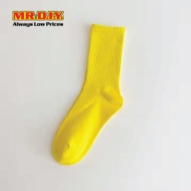 (MR.DIY) Unisex Adult Mid-Calf Casual Cotton Socks - Yellow - Color Series