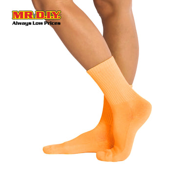 (MR.DIY) Unisex Adult Mid-Calf Casual Cotton Socks - Orange - Color Series