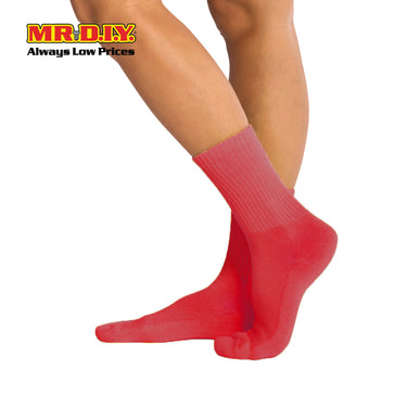 (MR.DIY) Unisex Adult Mid-Calf Casual Cotton Socks - Red - Color Series