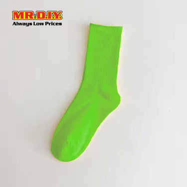 (MR.DIY) Unisex Adult Mid-Calf Casual Cotton Socks - Light Green - Color Series