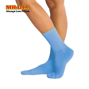 (MR.DIY) Unisex Adult Mid-Calf Casual Cotton Socks - Light Blue - Color Series