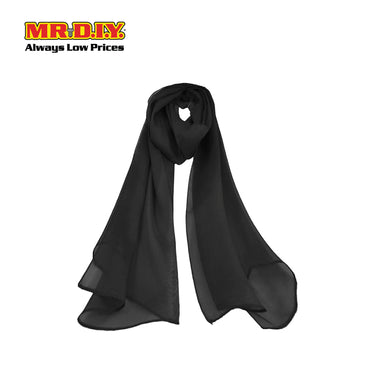 (MR. DIY) Basic Chiffon Scarf (45inch) - Black - Color Series