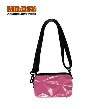 (MR.DIY) Geometric Hardcase Shoulder Bag with Strap - LIGHT PINK - Color Series