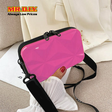 (MR.DIY) Geometric Hardcase Shoulder Bag with Strap - LIGHT PINK - Color Series