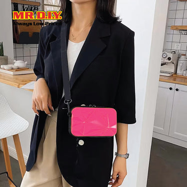 (MR.DIY) Geometric Hardcase Shoulder Bag with Strap - LIGHT PINK - Color Series
