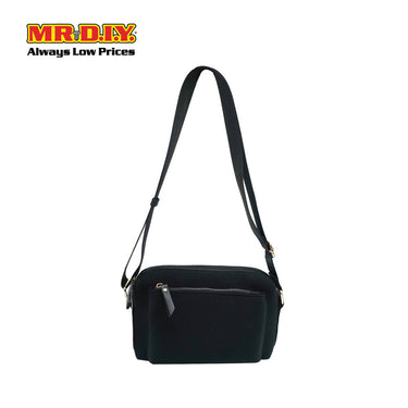 (MR.DIY) Neoprene Crossbody Bag with adjustable shoulder strap (L26xm x W18cm x H9cm) - Black - Color Series