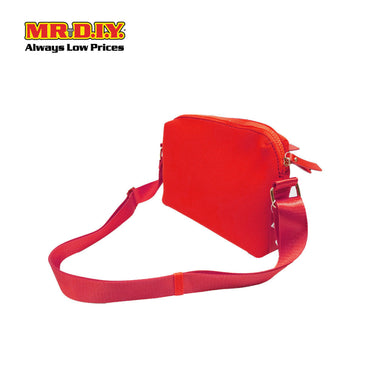 (MR.DIY) Neoprene Crossbody Bag with adjustable shoulder strap (L26xm x W18cm x H9cm) - Red - Color Series