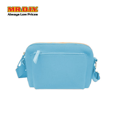 (MR.DIY) Neoprene Crossbody Bag with adjustable shoulder strap (L26xm x W18cm x H9cm) - Light Blue - Color Series