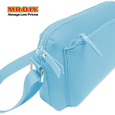 (MR.DIY) Neoprene Crossbody Bag with adjustable shoulder strap (L26xm x W18cm x H9cm) - Light Blue - Color Series