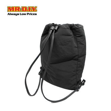 (MR.DIY) Nylon Drawstring Bag with adjustable strap L39cm x W33cm x H17cm - Black - Color Series