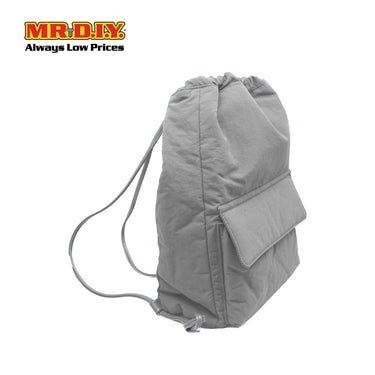(MR.DIY) Nylon Drawstring Bag with adjustable strap L39cm x W33cm x H17cm - Grey - Color Series