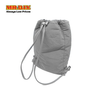 (MR.DIY) Nylon Drawstring Bag with adjustable strap L39cm x W33cm x H17cm - Grey - Color Series
