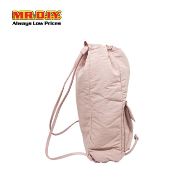 (MR.DIY) Nylon Drawstring Bag with adjustable strap L39cm x W33cm x H17cm - Pink - Color Series