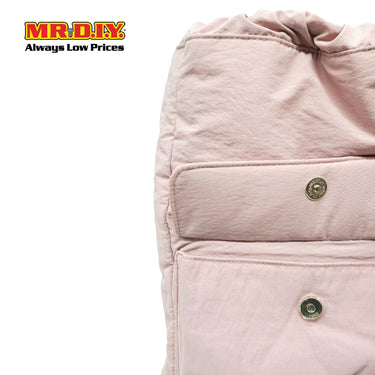 (MR.DIY) Nylon Drawstring Bag with adjustable strap L39cm x W33cm x H17cm - Pink - Color Series