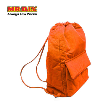 (MR.DIY) Nylon Drawstring Bag with adjustable strap L39cm x W33cm x H17cm - Orange - Color Series
