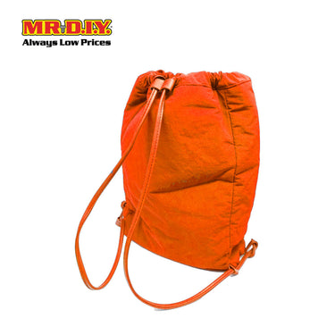 (MR.DIY) Nylon Drawstring Bag with adjustable strap L39cm x W33cm x H17cm - Orange - Color Series