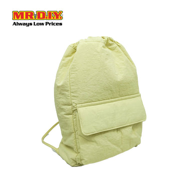 (MR.DIY) Nylon Drawstring Bag with adjustable strap L39cm x W33cm x H17cm - Yellow - Color Series
