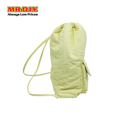 (MR.DIY) Nylon Drawstring Bag with adjustable strap L39cm x W33cm x H17cm - Yellow - Color Series