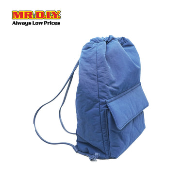 (MR.DIY) Nylon Drawstring Bag with adjustable strap L39cm x W33cm x H17cm - Blue - Color Series