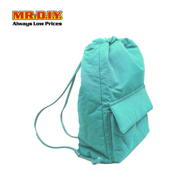 (MR.DIY) Nylon Drawstring Bag with adjustable strap L39cm x W33cm x H17cm - Light Green - Color Series