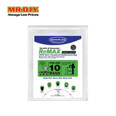 SEKOPLAS ReMAX Semi Transparent HDPE Garbage Bag XL Size (10pcs)