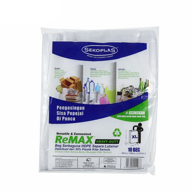 SEKOPLAS ReMAX Semi Transparent HDPE Garbage Bag XL Size (10pcs)