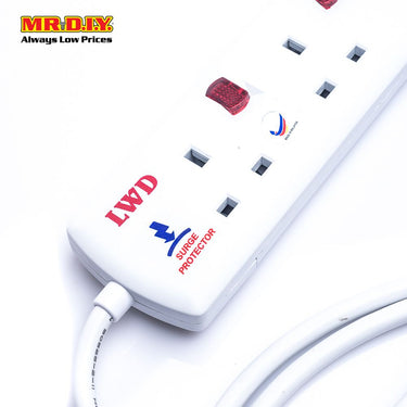 LWD 4-Gang Way Extension Trailing Socket (2m)