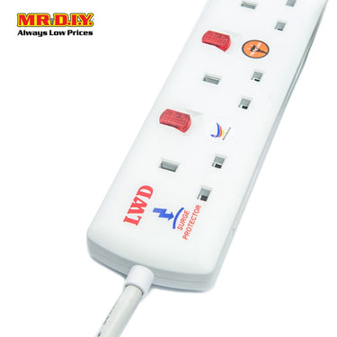 LWD 3-Gang Way Extension Trailing Socket (5m)