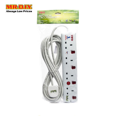 LWD 4-Gang Way Extension Trailing Socket (5m)