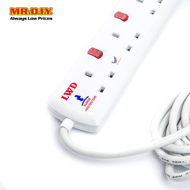 LWD 5-Gang Way Extension Trailing Socket (5m)