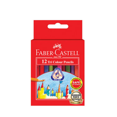 FABER-CASTELL 12 Short Tri Colour Pencils