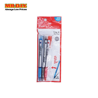 (MR.DIY) Faber Caster Triple Colour Grip X5 Ball Pen 0.5mm (3pcs)