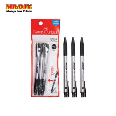 (MR.DIY) Faber Caster Black Colour Grip X7 Ball Pen 0.7mm (3pcs)