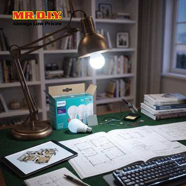 PHILIPS E27 Essential Round Shape  LED Bulb Cool Daylight 11W (3pcs)