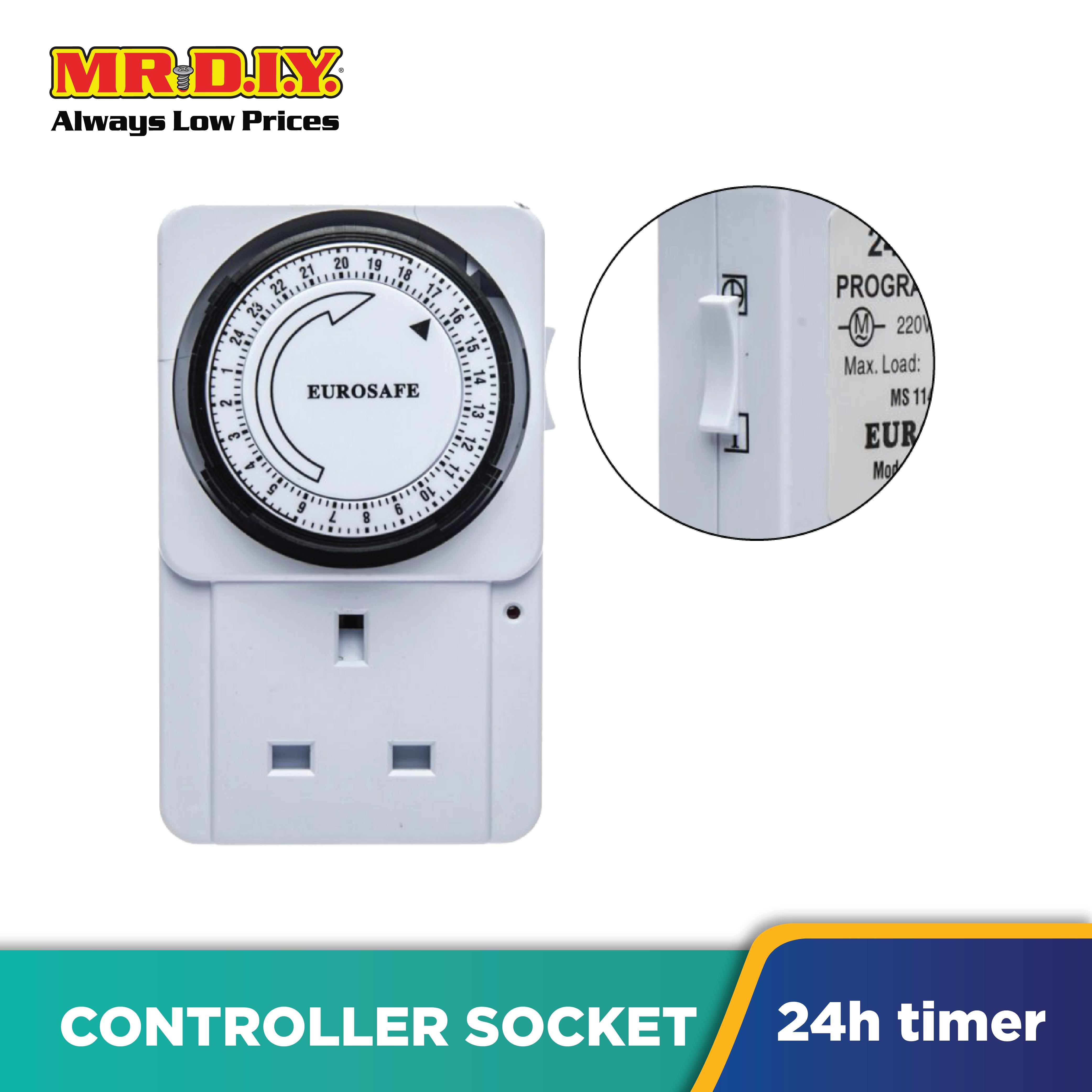 Controoler Socket EUROSAFE 24 Hours Programmer Timer Power Controller Socket – MR. D.I.Y ...