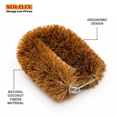 (MR.DIY) Cleaning Brush Coconut Fiber Abalone Brown (10.5 x 8cm)