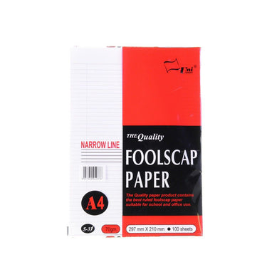 A4 Narrow Line Foolscap Paper 100'S S-37/100NL