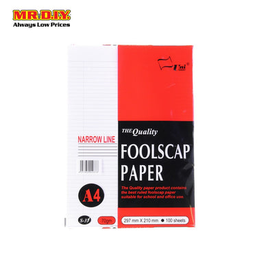 A4 Narrow Line Foolscap Paper 100'S S-37/100NL