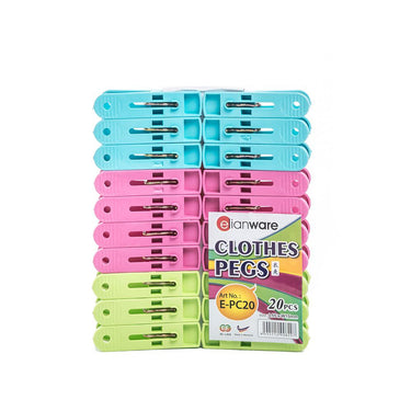 ELIANWARE Multi-Colour Plastic Clothes Pegs (20pcs)