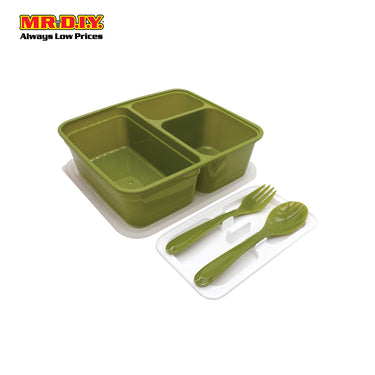 ELIANWARE 3 Compartment Lunch Box With Fork Spoon