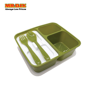 ELIANWARE 3 Compartment Lunch Box With Fork Spoon