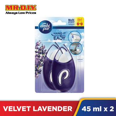 Ambi Pur Mini Fresh Velvet Lavender 2 in 1 Small Space Freshener 2 x 4.5ml Bundle Pack