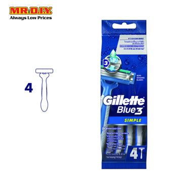 Gillette Blue Simple 3 Disposable Razors 4 count 