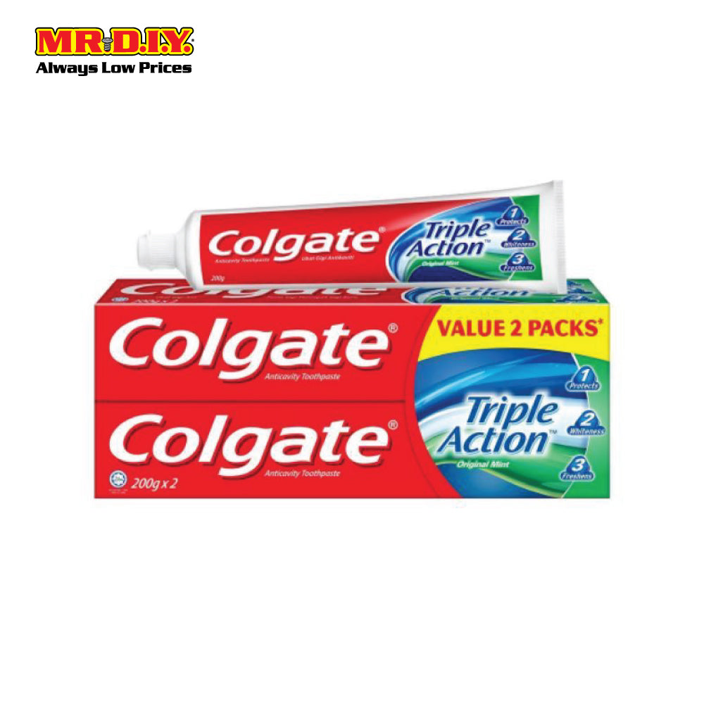 COLGATE Twin Pack Triple Action Toothpaste Original Mint (2 x 175g ...