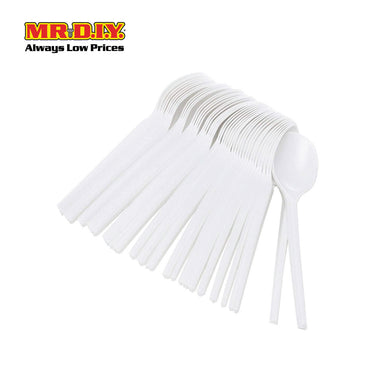 (MR.DIY) White Plastic Spoon Pack (50pcs) (6.5 inch)